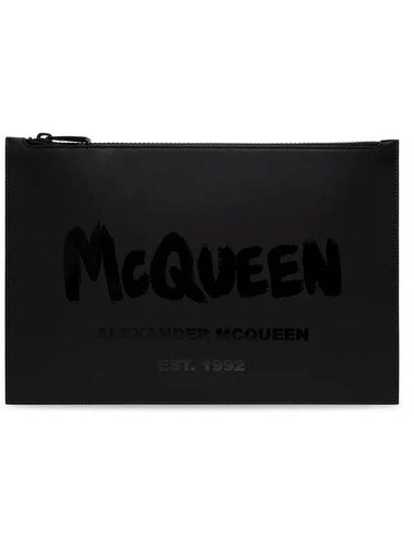 Graffiti Logo Clutch Bag Black - ALEXANDER MCQUEEN - BALAAN 1