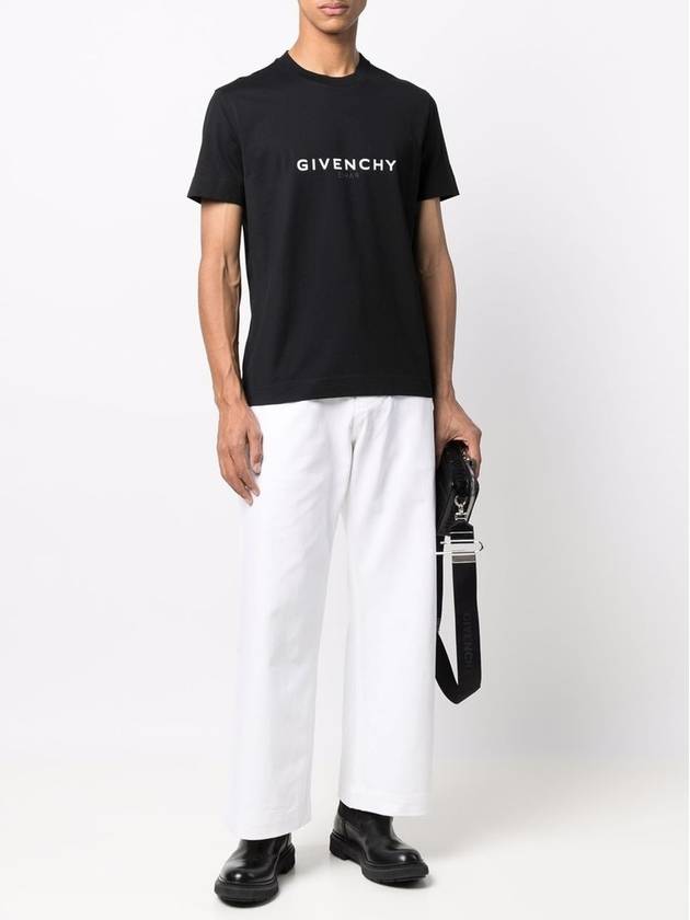 Men's Reverse Logo Round Slim Short Sleeve T-Shirt Black - GIVENCHY - BALAAN 3