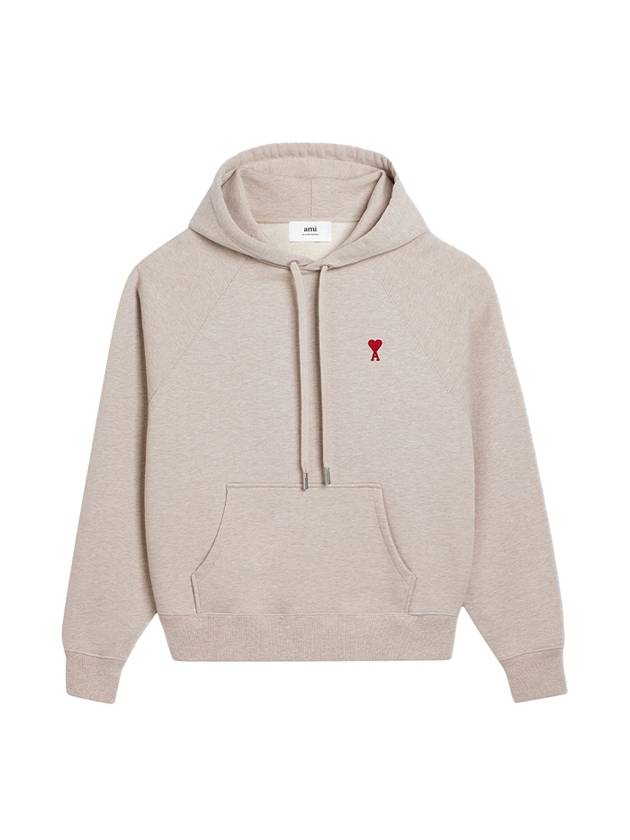 Embroidered Logo Organic Cotton Hoodie Beige - AMI - BALAAN 2