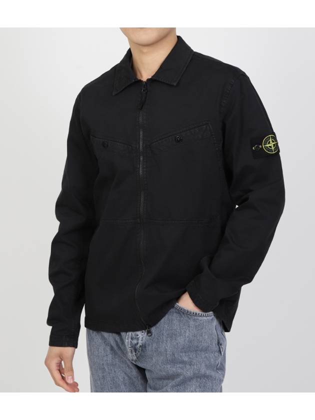 Wappen Patch Overshirt Zip Up Jacket Black - STONE ISLAND - BALAAN 4