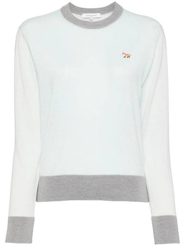 Color Block Merino Wool Knit Top Mint - MAISON KITSUNE - BALAAN 1