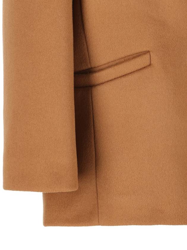 Short Wool Single Coat Camel - SAINT LAURENT - BALAAN 4