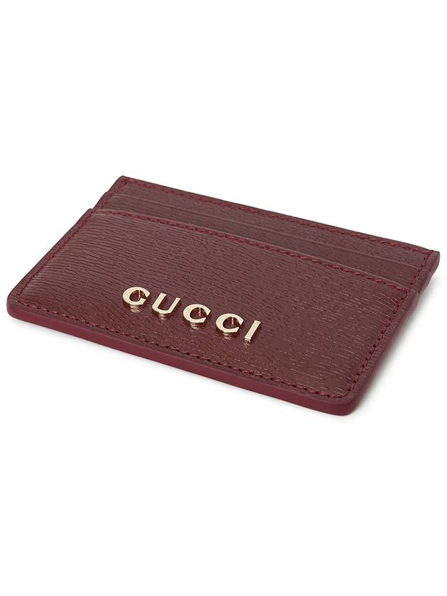 Script Logo Leather Card Wallet Red - GUCCI - BALAAN 4