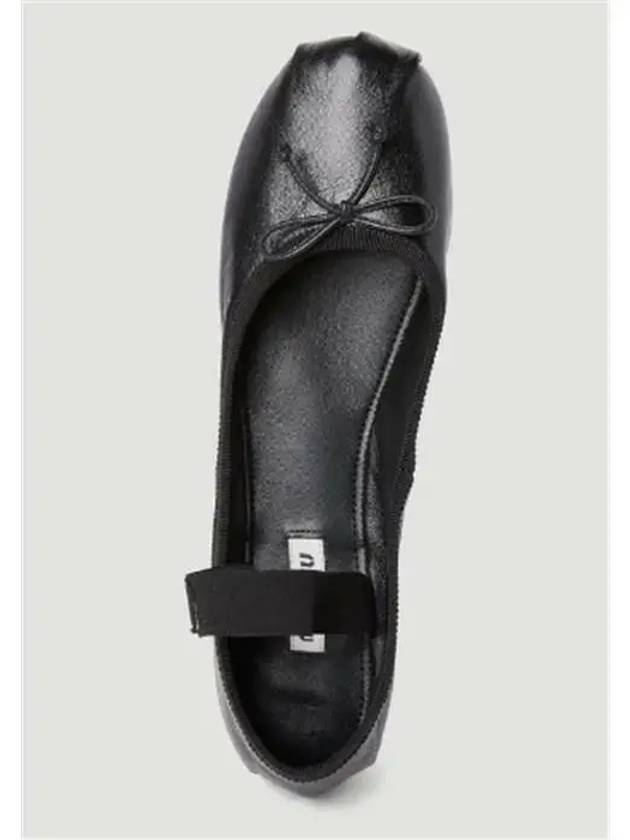 Leather Ballerina Leather Mary Jane Flat Shoes Black - MIU MIU - BALAAN 7