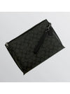 Women's Carryall Signature Canvas Clutch Bag Charcoal Black - COACH - BALAAN 4