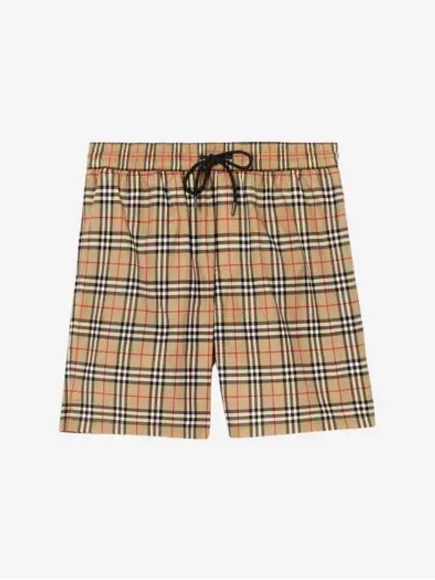 Men's Small Scale Check Drawstring Swim Shorts Beige - BURBERRY - BALAAN 3