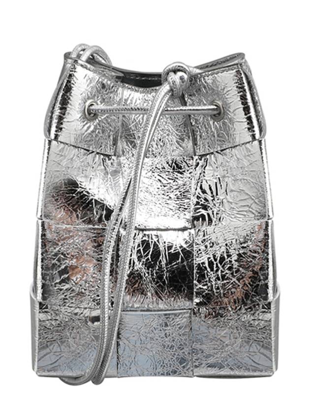 Women's Cassette Small Cross Bucket Bag Silver - BOTTEGA VENETA - BALAAN.