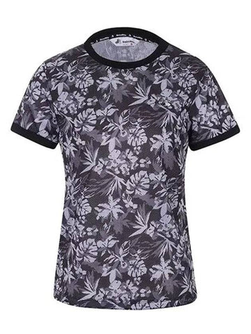 Dot Flower Print Mesh Short Sleeve T-Shirt 9411LZOUBLACK - BLACK&WHITE - BALAAN 1