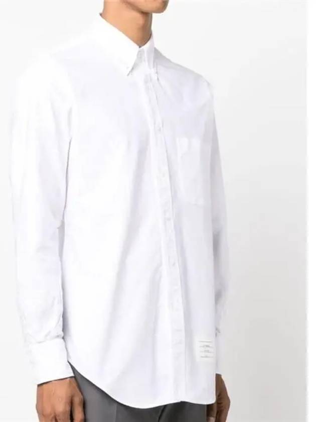 Men's Logo Patch Classic Cotton Long-Sleeve Shirt White - THOM BROWNE - BALAAN 4