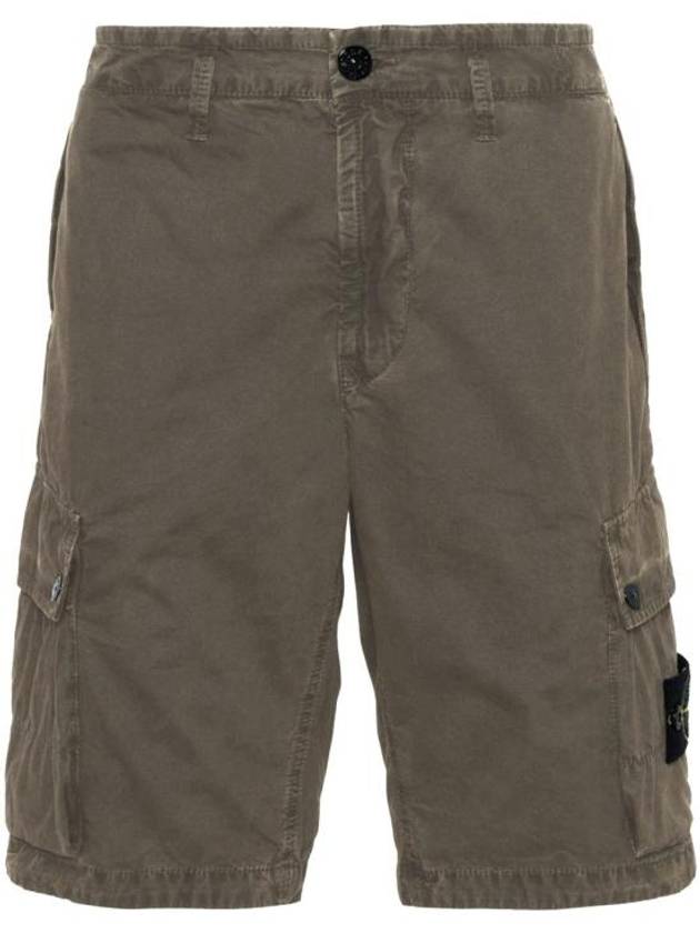 Logo Cotton Slim Cargo Shorts Dove Grey - STONE ISLAND - BALAAN 2