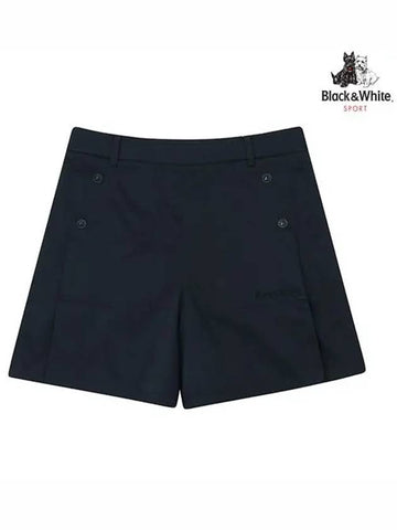 5-quarter A-line cotton touch poly shorts 5704LZWPNAVY - BLACK&WHITE - BALAAN 1