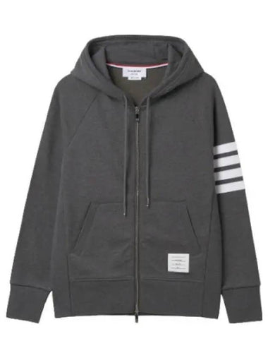 Diagonal engineered jersey zip up hoodie gray - THOM BROWNE - BALAAN 1