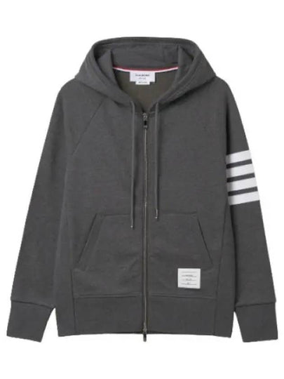 Engineered 4 Bar Diagonal Zip Up Hoodie Dark Grey - THOM BROWNE - BALAAN 2