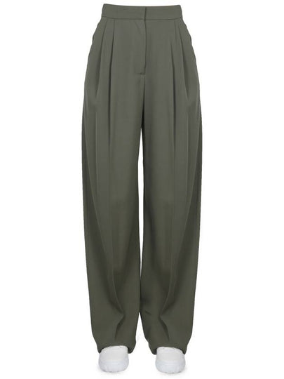 Women's High Waist Wide Pants Green - ALEXANDER MCQUEEN - BALAAN 2