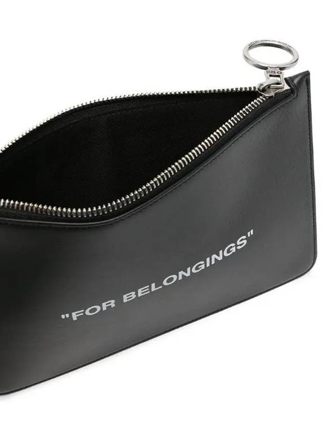 For Belongings Logo Print Clutch Bag Black - OFF WHITE - BALAAN 4