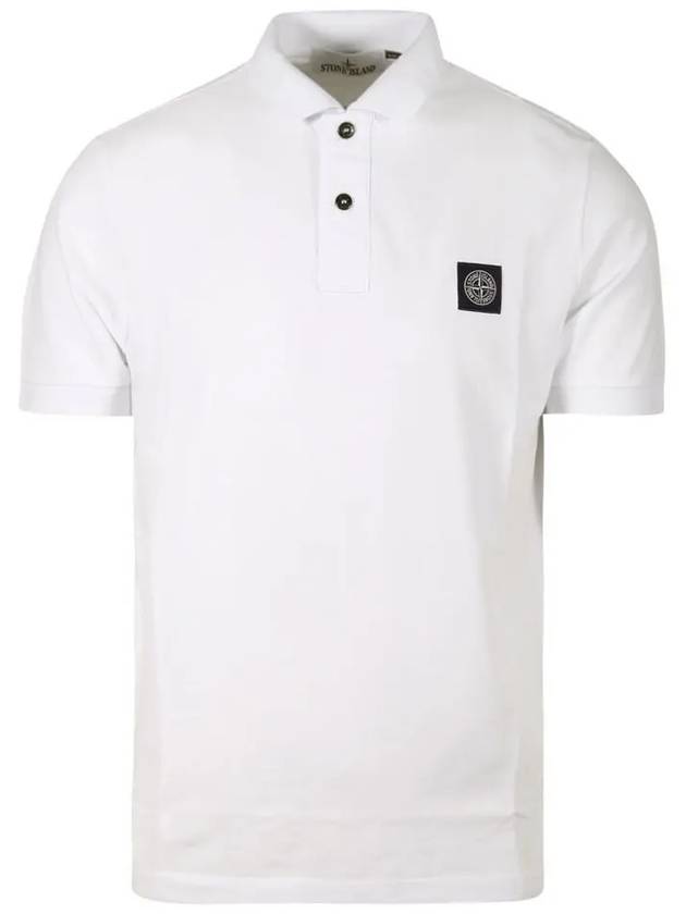 Pique Stretch Cotton Short Sleeve Polo Shirt White - STONE ISLAND - BALAAN 2