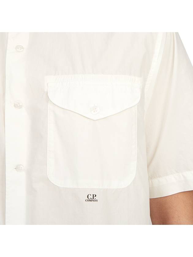 Poplin Small Logo Button Short Sleeve Shirt White - CP COMPANY - BALAAN 9