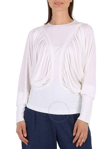 Burberry White Long-sleeved Panel Jersey Oversized Top, Brand Size 8 (US Size 6) - BURBERRY - BALAAN 1