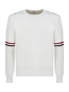 Men's Milan Stitch Armband Crew Neck Knit Top White - THOM BROWNE - BALAAN 1