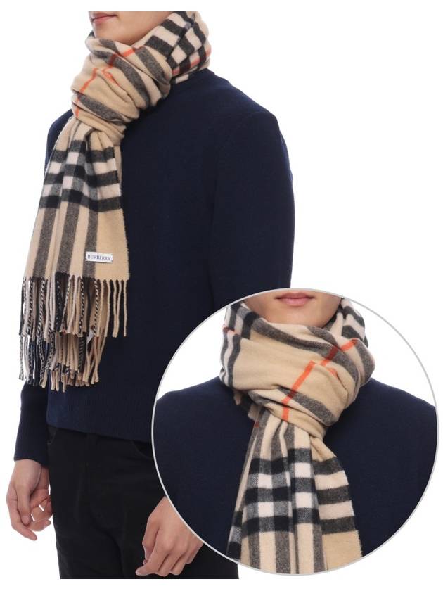 Wide Check Cashmere Scarf Beige - BURBERRY - BALAAN 2