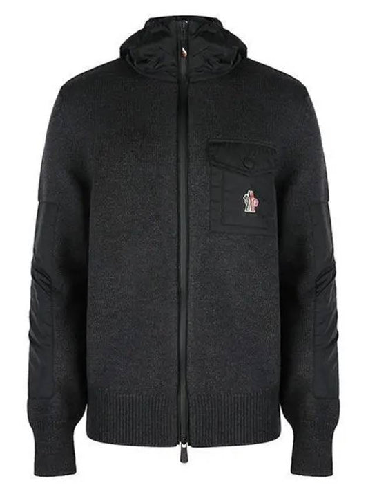 23FW 9B00007 A9462 972 Men's Logo Patch Hooded Zip-up Jacket Dark Gray 998115 - MONCLER - BALAAN 1