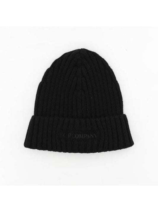 Embroidered Logo Beanie Black - CP COMPANY - BALAAN 1