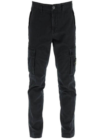 Wappen Patch Slim Fit Straight Pants Black - STONE ISLAND - BALAAN 1