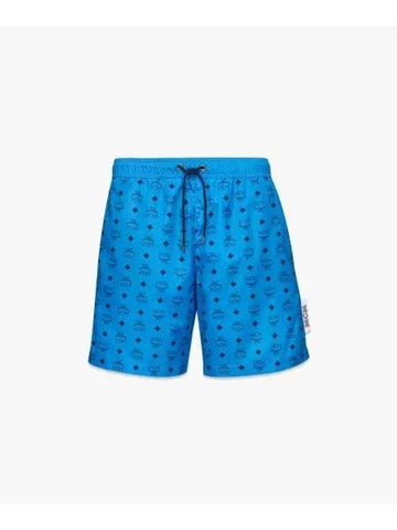 Monogram Print Swim Trunk Blue - MCM - BALAAN 1