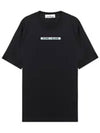 Men's Micrographic Print Short Sleeve T-Shirt Black - STONE ISLAND - BALAAN 2