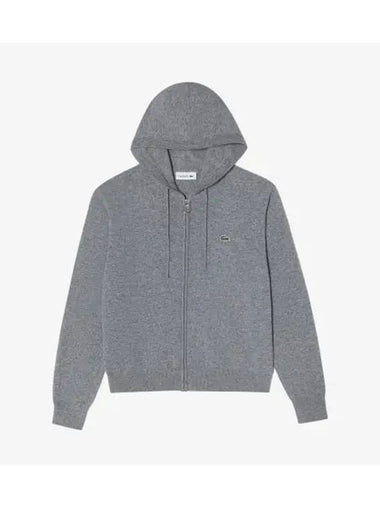 Women s Wool Hooded Zip Up Sweater Melange Gray - LACOSTE - BALAAN 1