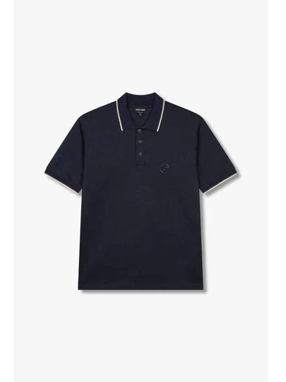 Men s Silk Blend Logo Polo Shirt Navy - GIORGIO ARMANI - BALAAN 1