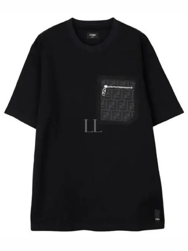 FF Logo Pocket Short Sleeve T-Shirt Black - FENDI - BALAAN 2