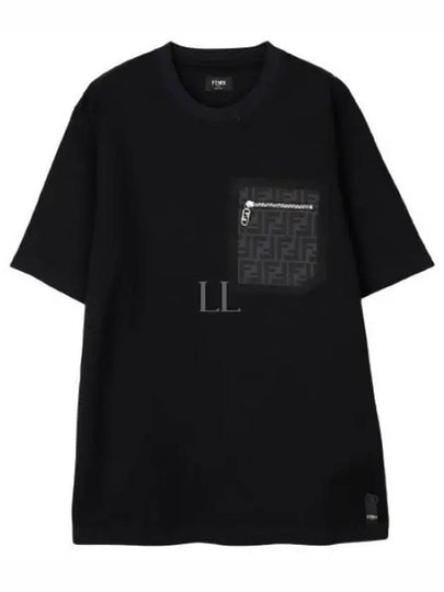 FF Logo Pocket Short Sleeve T-Shirt Black - FENDI - BALAAN 2