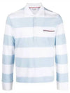 Men's Rugby Stripe Pick Pocket Polo Shirt Light Blue - THOM BROWNE - BALAAN 2