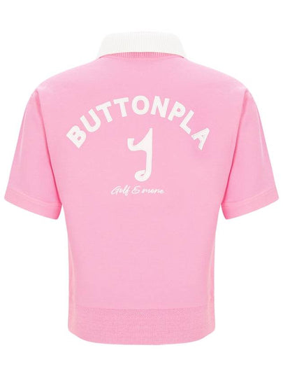 Y logo collar knit pique short sleeve t-shirt pink - BUTTONPLAY - BALAAN 2