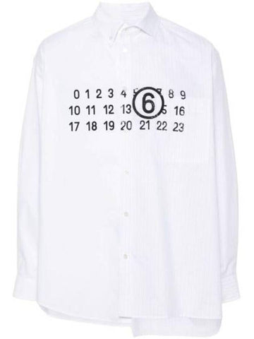 Number Cotton Poplin Long Sleeve Shirt White - MAISON MARGIELA - BALAAN 1