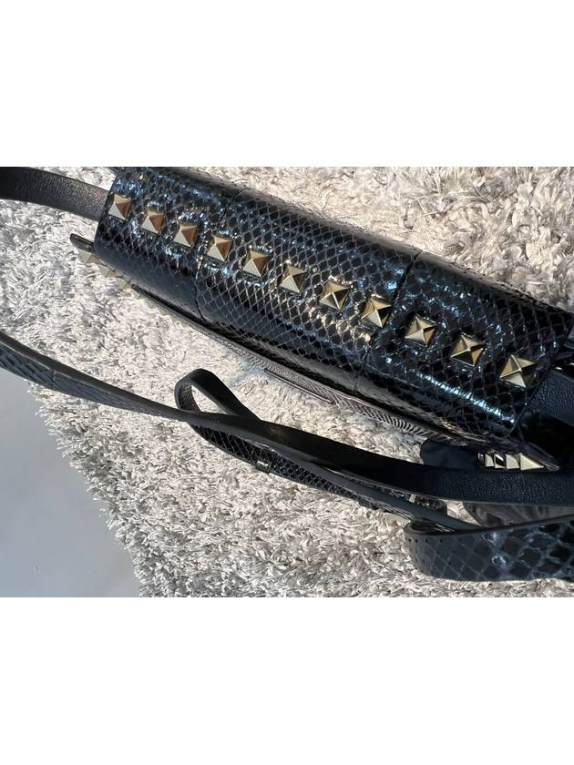 Rockstud Python Pattern Mini Cross Bag Black - VALENTINO - BALAAN 5