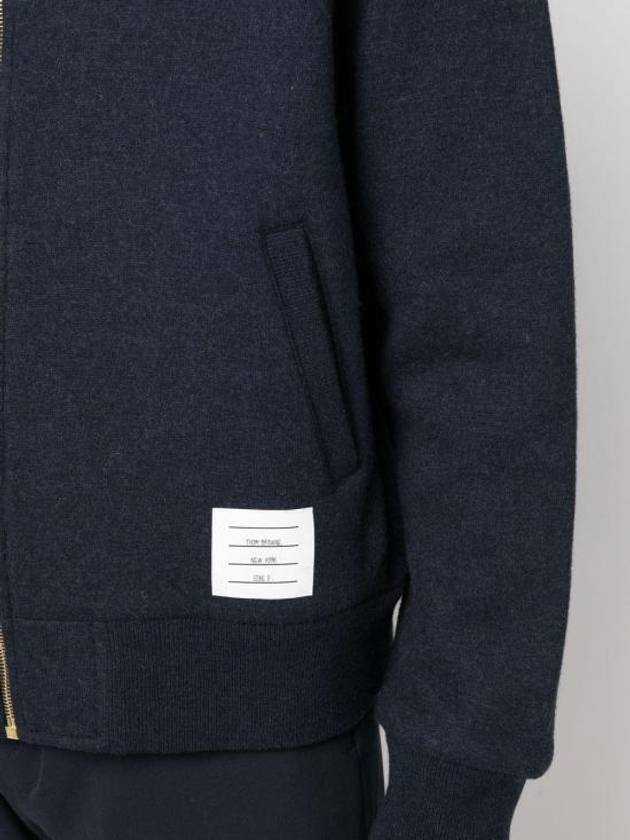 Funnel Neck Zip-Up Jacket Navy - THOM BROWNE - BALAAN 6