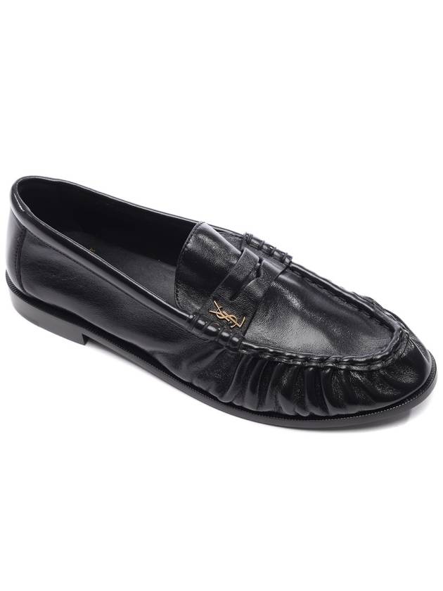 Le Signature Cassandre Logo Plaque Lamb Skin Loafer Black - SAINT LAURENT - BALAAN 4