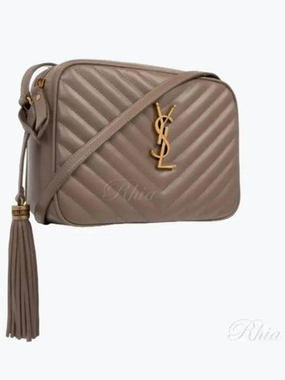 Women's Logo Gold Hardware Lou Camera Quilted Leather Shoulder Bag Beige - SAINT LAURENT - BALAAN 2