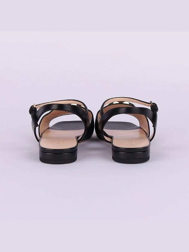 Women's Interlocking G Logo Leather Sandals Black - GUCCI - BALAAN 6