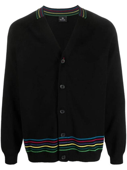 Stripe Detail Fine Knit Cardigan M2R211YL21860 - PAUL SMITH - BALAAN 1