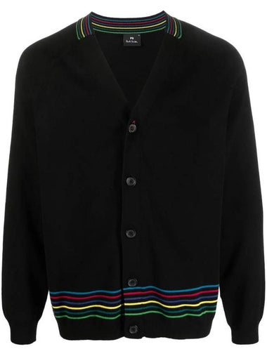 Striped Knit Cardigan Black - PAUL SMITH - BALAAN 1