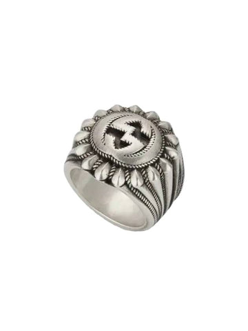 Interlocking G Engraved Ring Silver - GUCCI - BALAAN 1