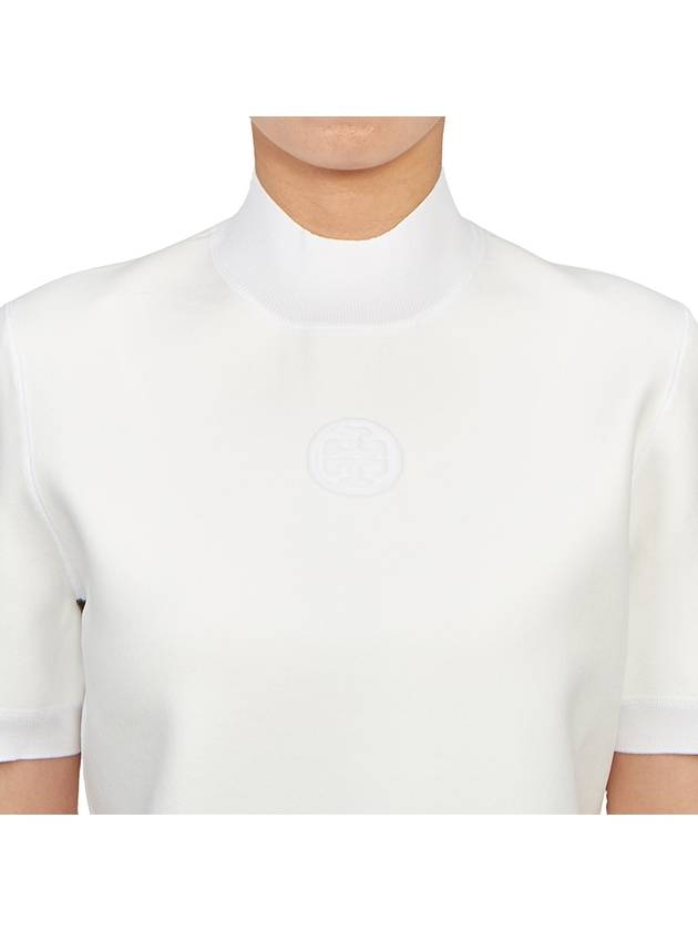 Logo Mockneck Short Sleeve Knit Top White - TORY BURCH - BALAAN 6