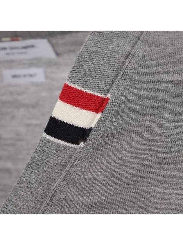 Men's Jersey Stitch V-Neck Cardigan Light Grey - THOM BROWNE - BALAAN 3