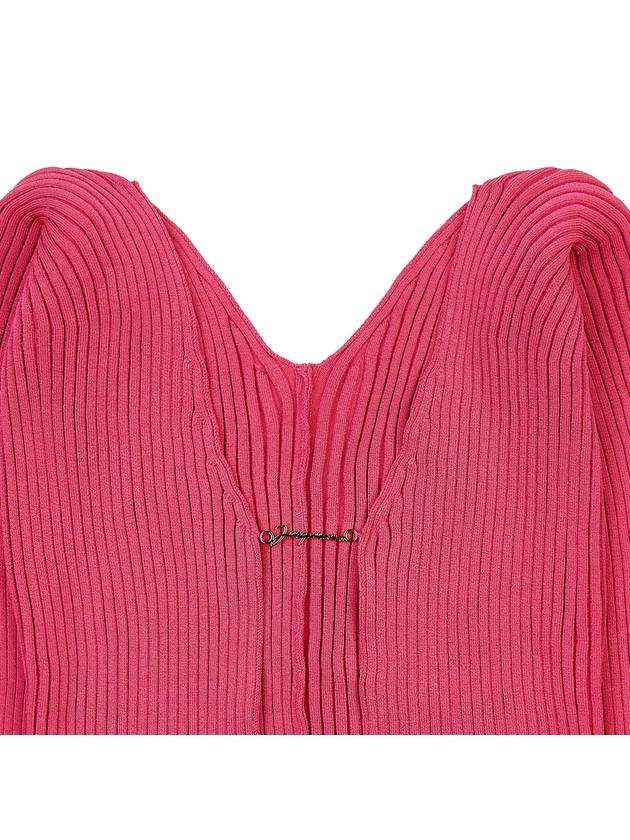 La Maille Pralu Longue Micro Charm Logo Cardigan Pink - JACQUEMUS - BALAAN 4