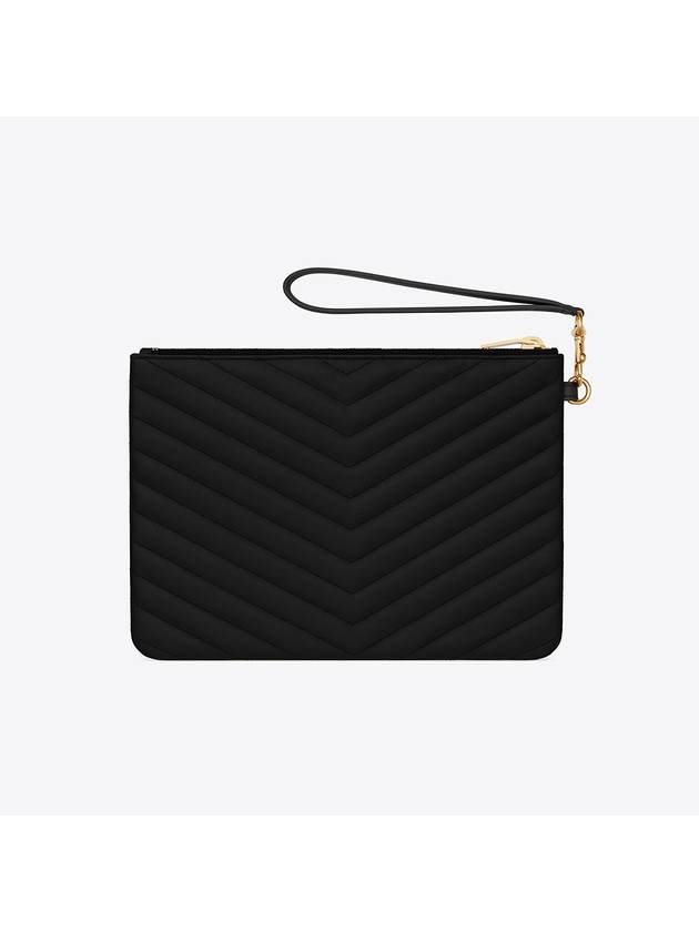 Matelasse Monogram Strap Logo Clutch Bag Black Gold - SAINT LAURENT - BALAAN 4