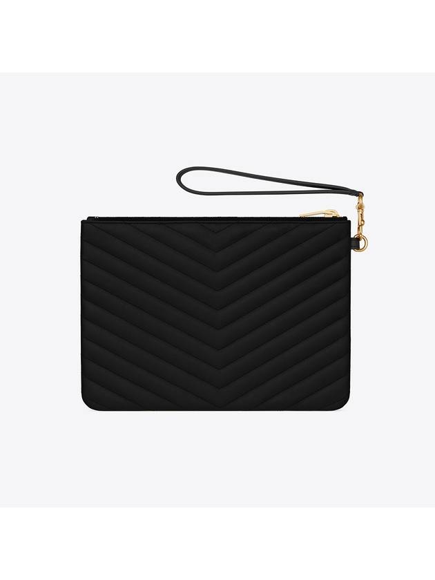 Matelasse Monogram Logo Strap Clutch Bag Black - SAINT LAURENT - BALAAN 4