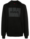 Logo Print Cotton Hoodie Black - HUGO BOSS - BALAAN 1